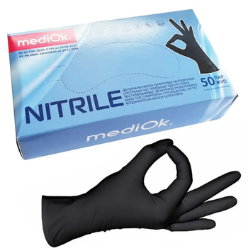 Рукавички нітрилові, чорні MediOk Nitrile XL