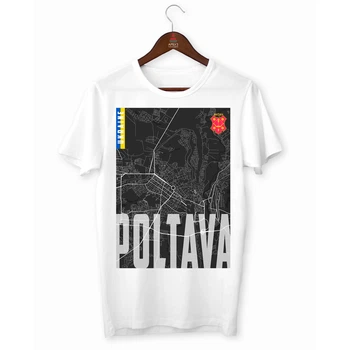 Футболка белая с принтом "Poltava. Полтава. Город Украины. Карта со спутника" Push IT XL