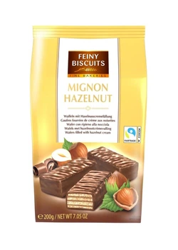 Вафли в шоколаде Feiny Biscuits Mignon Hazelnut с ореховой начинкой 200г