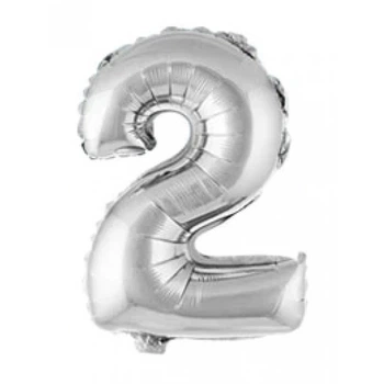 Фольгована кулька цифра "2" 76см срібло