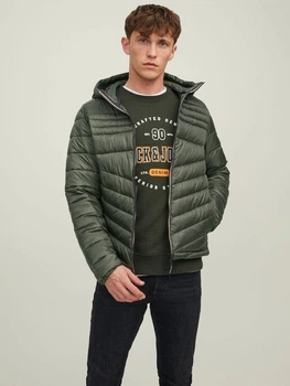 Куртка Jack & Jones CONTRAST ZIP JJEHERO PUFFER HOOD NOOS S Хаки 12211785-Rosin