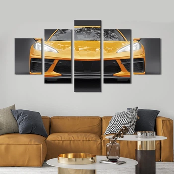 Настенный декор картина машина картина на холсте Восхитительный яркий Chevrolet Corvette 112x54 см (1403-52)