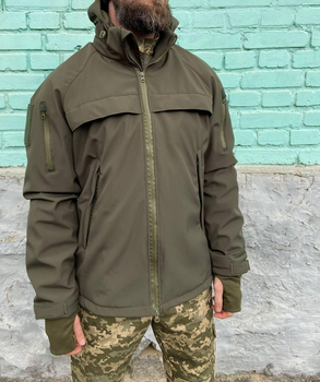 Військова куртка тактична утеплена Софт Шелл Хакі (Єврозима) 56-58(3XL-4XL)