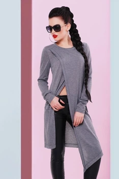 Дизайнерська кофта -туніка Fashion L сірий 43336008