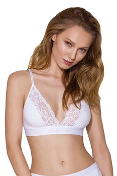 Еластичний топ із мереживом Passion PS001 TOP Білий L (SO4187)