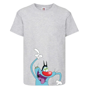 Футболка детская Огги и тараканы (Oggy and cockroaches) серая (top OG gr4) 152 см