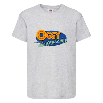Футболка детская Огги и тараканы (Oggy and cockroaches) серая (top OG gr8) 164 см