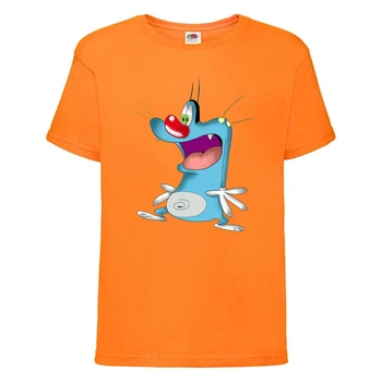 Футболка детская Огги и тараканы (Oggy and cockroaches) оранжевая (top OG or1) 128 см