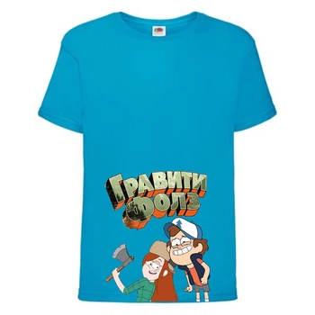 Футболка детская Гравити Фолз Венди и Диппер (Gravity Falls Vendy and Dipper) синяя (GF blu-2) 128 см