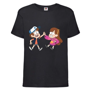 Футболка дитяча Гравити Фолз Мэйб і Діппер 11 (Gravity Falls Mayb and Dipper 11) чорна (GF blc-05) 104 см