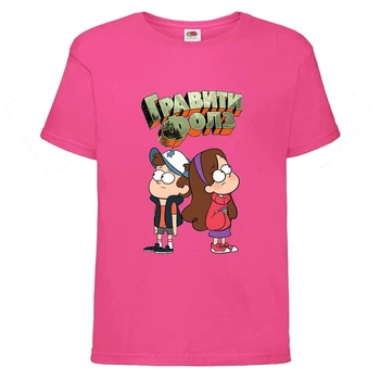 Футболка детская Гравити Фолз Мэйб и Диппер 6 (Gravity Falls Mayb and Dipper 6) розовая (GF pin-01) 104 см