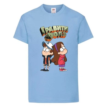 Футболка детская Гравити Фолз Мэйб и Диппер 6 (Gravity Falls Mayb and Dipper 6) голубой (GF lblu-9) 140 см