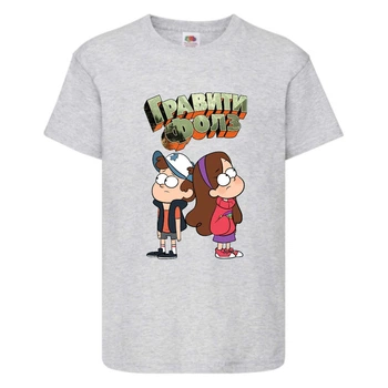 Футболка детская Гравити Фолз Мэйб и Диппер 6 (Gravity Falls Mayb and Dipper 6) серая (GF gr-9) 104 см