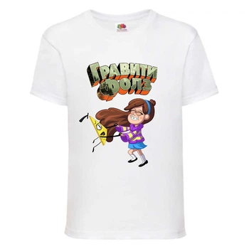 Футболка детская Гравити Фолз Мэйбл и Билл (Gravity Falls Maybl and Bill) белая (GF wh-001) 116 см