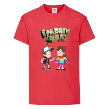Футболка дитяча Гравити Фолз Мэйб і Діппер 8 (Gravity Falls Mayb and Dipper 8) червона (GF rd-02) 116 см