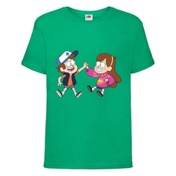 Футболка детская Гравити Фолз Мэйб и Диппер 11 (Gravity Falls Mayb and Dipper 11) зеленая (GF grn-04) 152 см