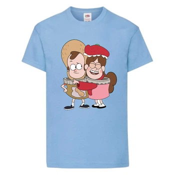 Футболка детская Гравити Фолз Мэйб и Диппер 5 (Gravity Falls Mayb and Dipper 5) голубой (GF lblu-8) 128 см