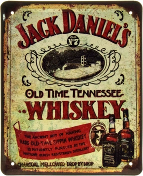 Металлическая табличка "Jack Daniel’s (Charcoal Mellowed Drop By Drop)" (ms-103592)