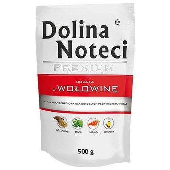 Упаковка влажного корма для собак с говядиной в паучах Dolina Noteci Premium 10 шт*500 г