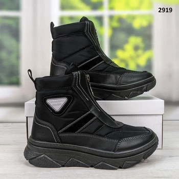 Ботинки дутики женские зимние Dago Style черные на молнии 37 р (23,5 см) 2919