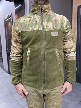Армейська Кафта флисова Kafkas, тепла, розмір XL, Оливковий, вставки Мультикам на рукава, плечі, кишені