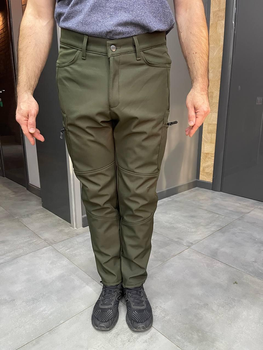 Штани зимові тактичні софтшел флісові, розмір XL, Оливкові, утеплені штани для військових