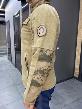 Армейская Кофта флисовая WOLFTRAP, теплая, размер XL, цвет Серый, Камуфляжные вставки на рукава, плечи, карман