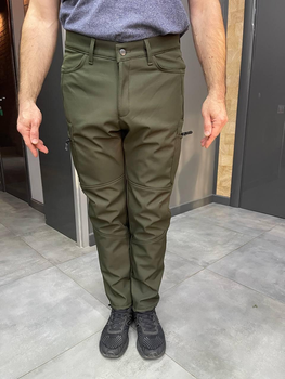 Штани зимові тактичні софтшел флісові, розмір L, Оливкові, утеплені штани для військових