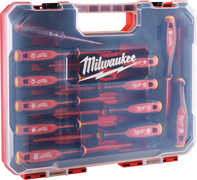 Набор трехгранных отверток Milwaukee VDE SL/PH/PZ/T + тестер напряжения - 12 ед. (1 шт) (4932479095)