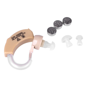 Заушный слуховой аппарат Xingma XM-909T, усилитель звука завушній слуховий апарат замшевый футляр для хранения Бежевий