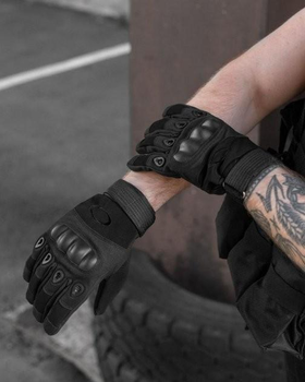 Демісезонні тактичні рукавички з флісовою підкладкою Чорні L 20-21 см.