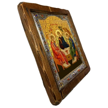 Икона Ветхозаветная Святая Троица (с посеребренной рамкой) ( 160х200мм)