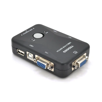 2 портовый kvm свич veggieg k201 usb переключатель для подключения двух компьютеров к одному комплекту периферии серый цвет в упаковке blister box
