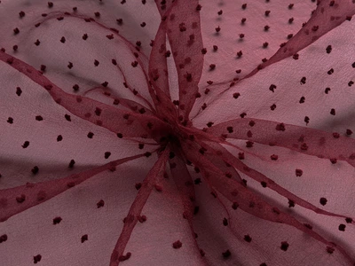 Тканина Органза горох, бордовий, пог. м. (о30, 2007050, цв4)