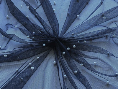 Ткань Сетка жемчуг, темно-синий, пог. м. (с47, 2007060A, цв3)