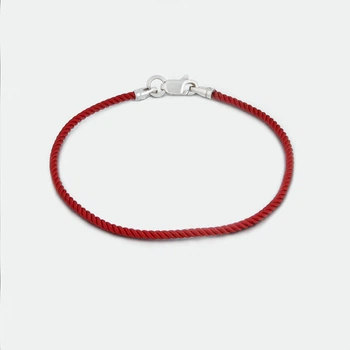 Шнурок на руку с серебряным замком Jewel-case Красный крученый шелк 4022-kr 22.0