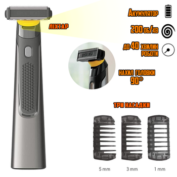 Портативный беспроводной триммер Solo Micro-Ttrimmer CC-123 для ухода за бородой, усами и телом, 3 насадки