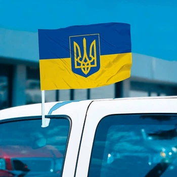 Автомобильный флажок Украины с гербом 42х28 см PromoZP