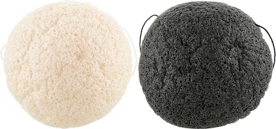 Набор конжаковых мини-спонжей для умывания, белый + черный - Cosmo Shop Konjac Sponge Mini Craft Box 2шт (992889-27061730)