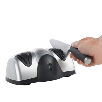 Большая двойная электроточилка для кухонных ножей KNIFE SHARPENER, точилка для ножей и ножниц Чёрно-белый (37299)