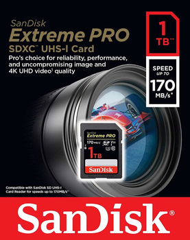 SDXC (UHS-1 U3) SanDisk Extreme PRO 1TB class 10 V30 (170Mb/s) (SDSDXXY-1T00-GN4IN)