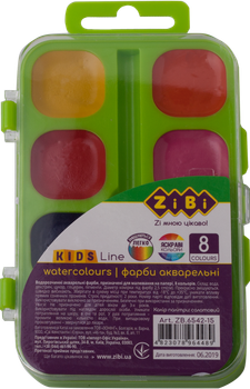 Фарби акварельні медові 8 кольорів ZiBi без пензлика (ZB.6542-15)