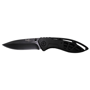 Складной туристический нож Fox Outdoor черный с перфорированной металлической рукояткой (44623)