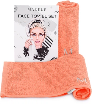 Дорожный набор полотенец для лица, персиковые "MakeTravel" - MAKEUP Face Towel Set 2шт (781480-27056659)