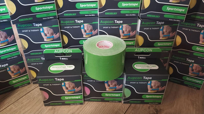 Кінезіо Тейп Kinesiology Tape 5см х 5м зеленый індивідуальна упаковка