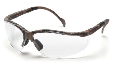 Тактичні захисні окуляри відкриті в камуфльованій оправі Pyramex Venture-2 Camo (clear) прозорі