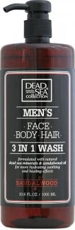Гель для душу чоловічий 3 в 1 Dead Sea Collection Sandalwood для тіла волосся й обличчя 1 л (7290102256952)