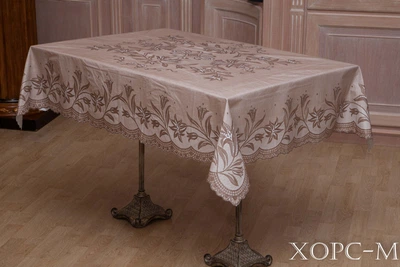 Скатерть XOPC-M "Кружевная" из рельефного винила 120х150см (103-21) (512-beg-brown)