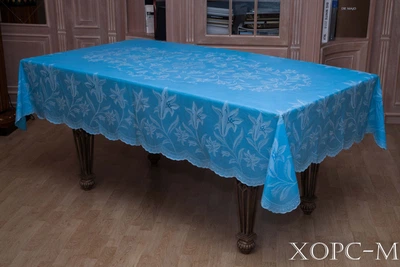 Скатерть XOPC-M "Кружевная" из рельефного винила 150х230см (107-13) (512-blue-wh)