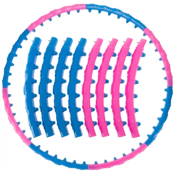 Обруч для похудения массажный разборной Хула Хуп Hula Hoop DYNAMIC JIESEN HOOP 1 кг 8 секций d-97 см розовый-синий JS-6011